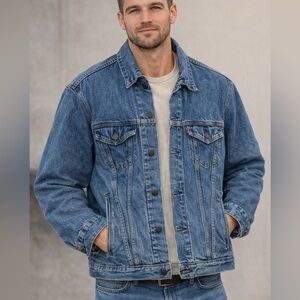Levi’s Blanket-Lined Denim Trucker Jacket Classic Blue Jean Jacket